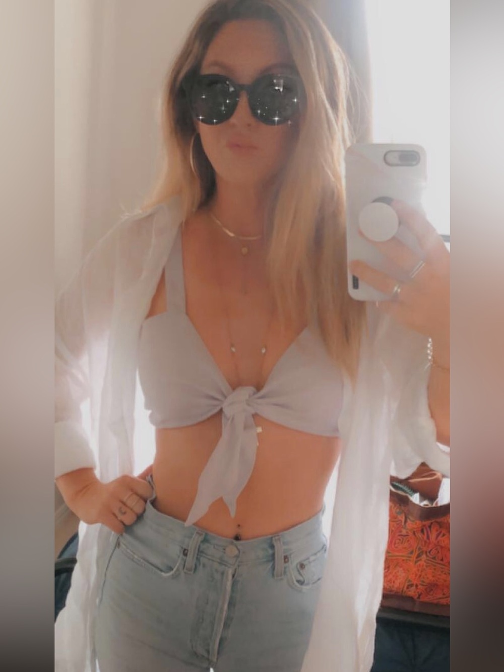 Posse Lavender Tie-Front Crop Top